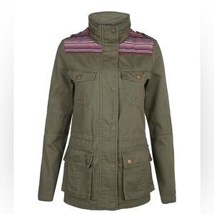 Green Utility Jacket with Colorful Stripes Size Large